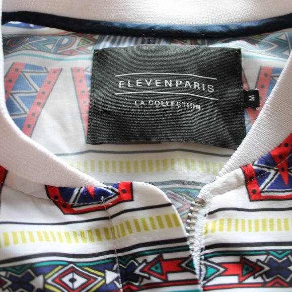 Eleven Paris Women Medium Long Sleeve Full zip Jacket with Geometric Pattern - Picture 3 of 5